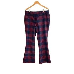 LL Bean Vintage Womens Size 16 Petite Lined Wool Tartan Plaid Pants Red Navy EUC